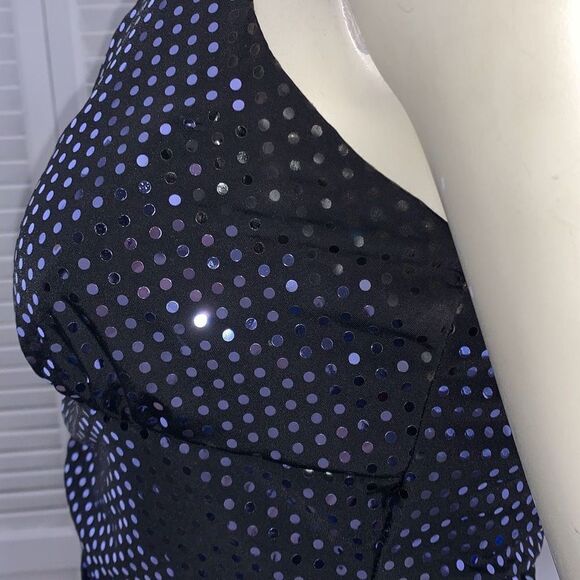 Vintage Taboo Black Stretchy Halter Sequin Dress Size Medium - Picture 13 of 14